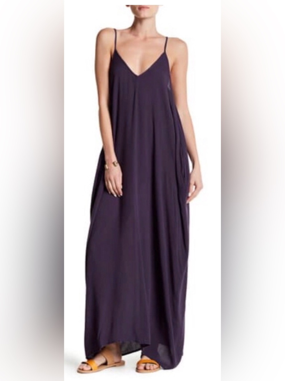 MWT Lovestitch Spaghetti Strap Gauze Maxi Dress Cover-Up in Dark Purple Size M/L